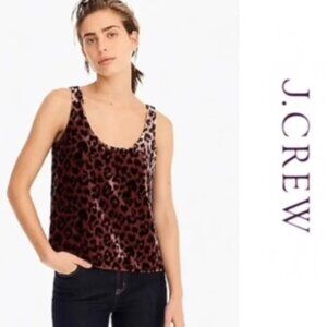 J. Crew Always Rose Velvet Leopard Print Cami Sleeveless Blouse Top Lined